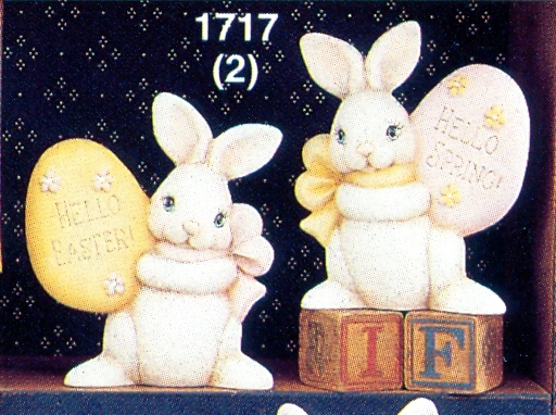 Happy Easter Bunny and Eggs Seasons Inserts Set of 2 Ready to Paint Ceramic Bisque 